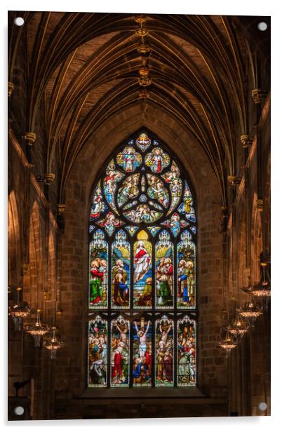 Crucifixion and Ascension of Jesus Stained Glass in St Giles Cat Acrylic by Artur Bogacki