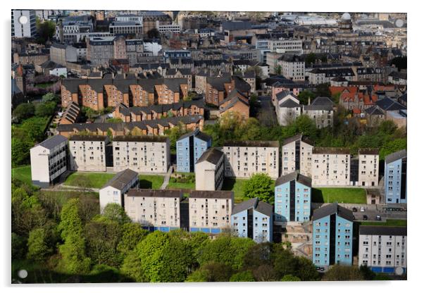 Edinburgh Houses Aerial View In Scotland Acrylic by Artur Bogacki
