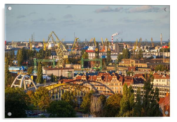 Gdansk Shipyard Industrial Cityscape In Poland Acrylic by Artur Bogacki