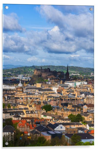 Edinburgh Cityscape With Old Town Acrylic by Artur Bogacki