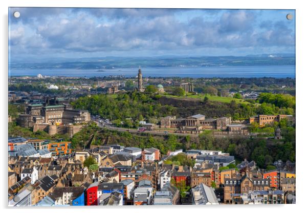 Edinburgh Cityscape With Calton Hill Acrylic by Artur Bogacki