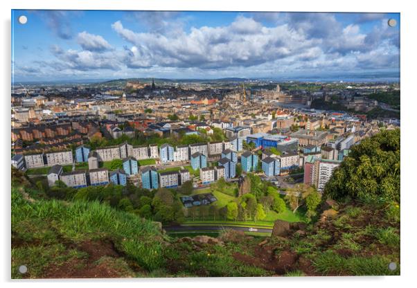 Edinburgh Cityscape Hilltop View Acrylic by Artur Bogacki