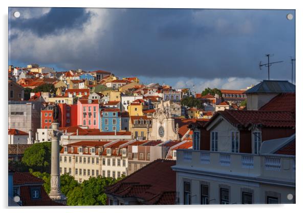Lisbon Skyline Around Rossio Square Acrylic by Artur Bogacki