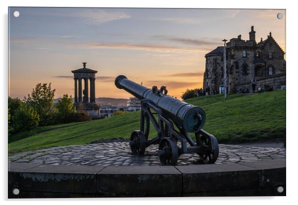 Portuguese Cannon On Calton Hill In Edinburgh Acrylic by Artur Bogacki