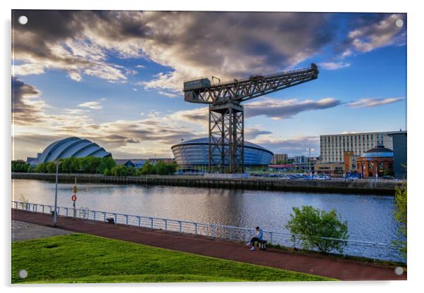 Finnieston Crane and OVO Hydro in Glasgow Acrylic by Artur Bogacki