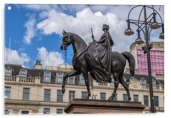 Queen Victoria Equestrian Statue In Glasgow Acrylic by Artur Bogacki