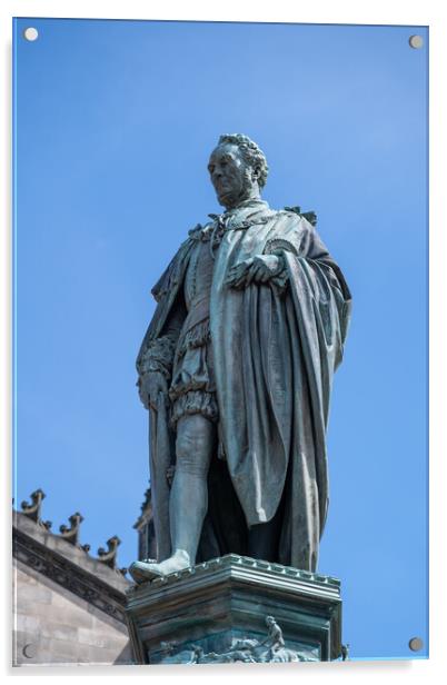 Walter Francis Montagu Douglas Scott Statue In Edinburgh Acrylic by Artur Bogacki