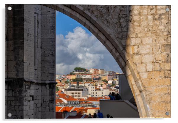 Lisbon Through Arch Of Canvo Convent Acrylic by Artur Bogacki