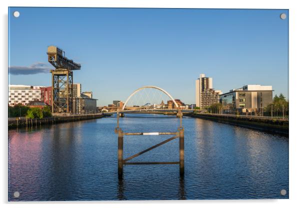 Glasgow Skyline With Clyde Arc And Finnieston Crane Acrylic by Artur Bogacki