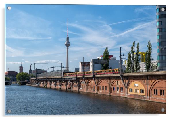 Jannowitzbrucke Train Station At River Spree In Berlin Acrylic by Artur Bogacki