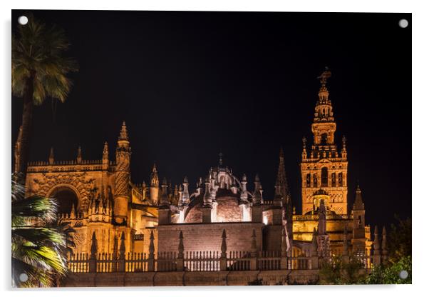 Seville Cathedral At Night In Spain Acrylic by Artur Bogacki
