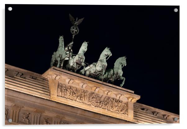 Brandenburg Gate Quadriga At Night In Berlin Acrylic by Artur Bogacki