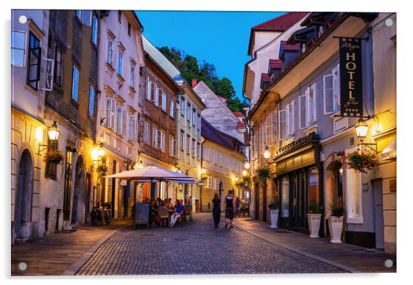 Evening in the Old Town of Ljubljana Acrylic by Artur Bogacki