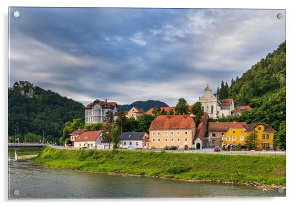 Celje Town At Savinja River In Slovenia Acrylic by Artur Bogacki