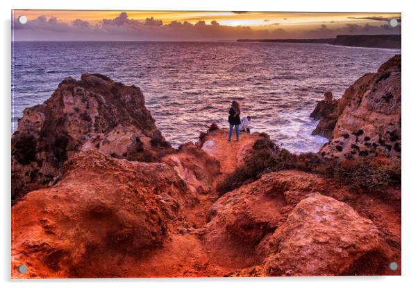 Algarve Coast At Sunset In Portugal Acrylic by Artur Bogacki