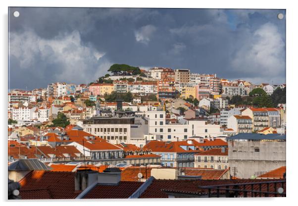 Lisbon Cityscape In Portugal Acrylic by Artur Bogacki