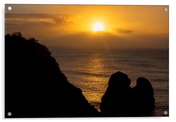 Algarve Coastline At Sunrise In Portugal Acrylic by Artur Bogacki