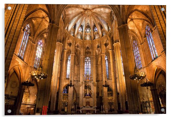 Barcelona Cathedral Interior With High Altar Acrylic by Artur Bogacki