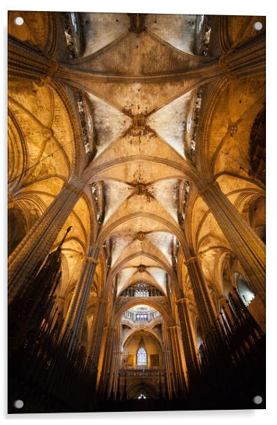 Barcelona Cathedral Gothic Interior Acrylic by Artur Bogacki