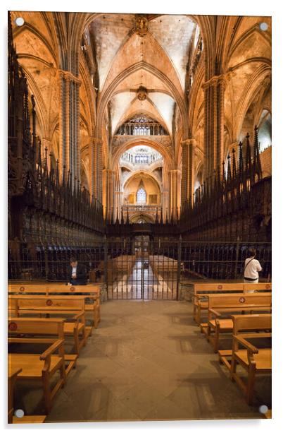Barcelona Cathedral Interior In Spain Acrylic by Artur Bogacki