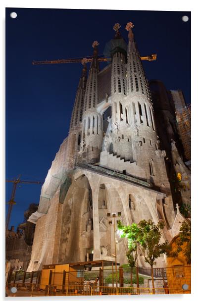 Passion Facade of the Sagrada Familia at Night Acrylic by Artur Bogacki
