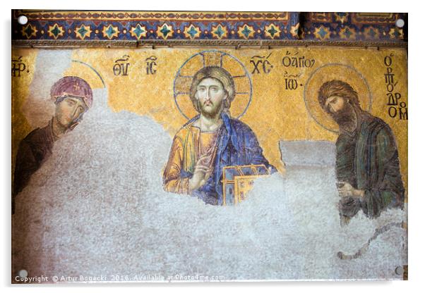 Deesis Mosaic of Jesus Christ Acrylic by Artur Bogacki