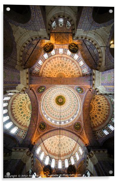 New Mosque Interior Ceiling in Istanbul Acrylic by Artur Bogacki