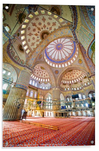 Blue Mosque Interior In Istanbul Acrylic by Artur Bogacki