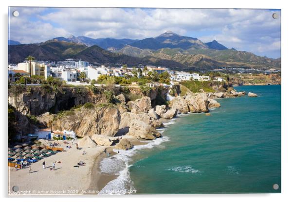 Nerja Town on Costa del Sol in Spain Acrylic by Artur Bogacki