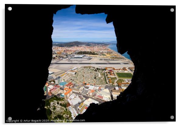 View From Inside Of The Gibraltar Rock Acrylic by Artur Bogacki
