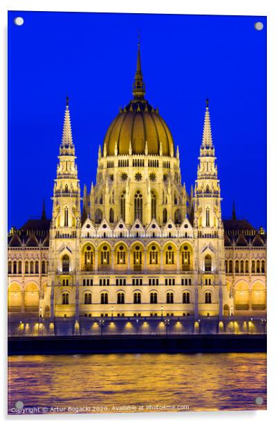 Hungarian Parliament Building at Night Acrylic by Artur Bogacki