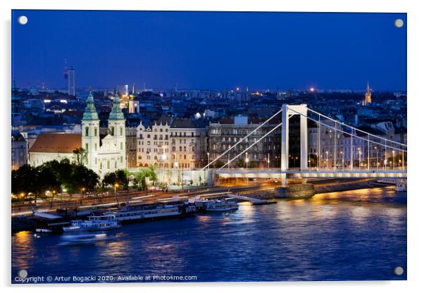 City of Budapest at Night Acrylic by Artur Bogacki