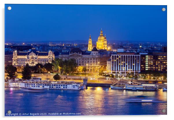 Budapest at Night Acrylic by Artur Bogacki