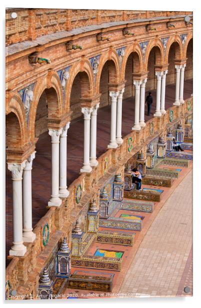 Plaza de Espana Colonnade in Seville Acrylic by Artur Bogacki