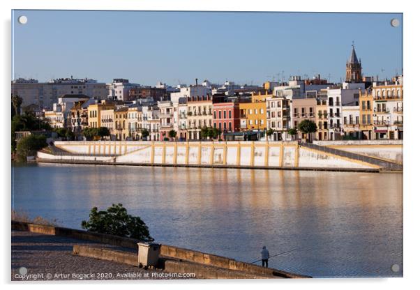 Seville City Cityscape In Spain Acrylic by Artur Bogacki