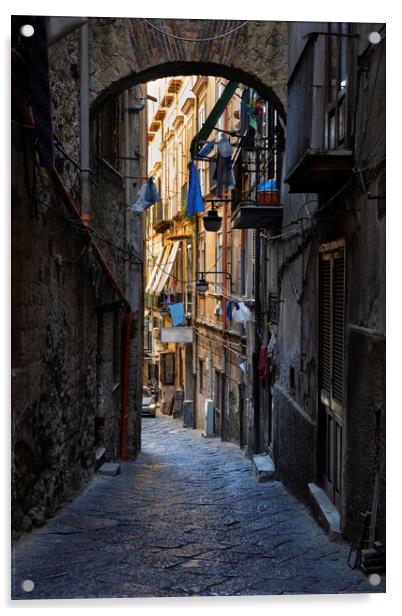 Narrow Street in Naples Acrylic by Artur Bogacki