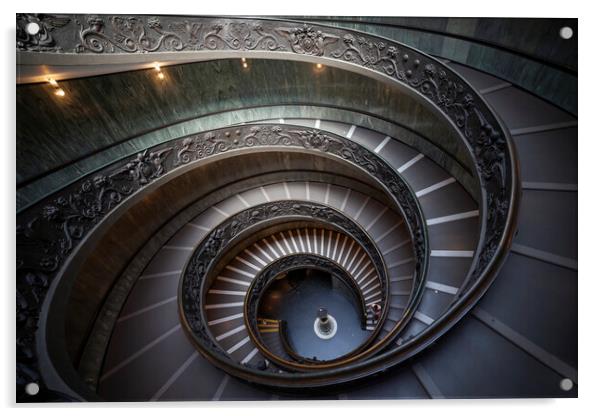 Bramante Staircase In Vatican Acrylic by Artur Bogacki