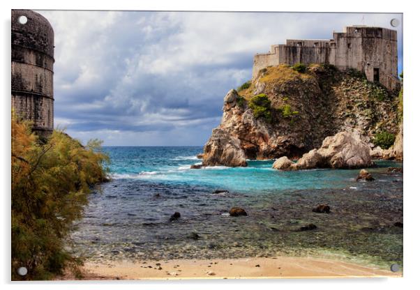 Dubrovnik Bay and Fort Lovrijenac Acrylic by Artur Bogacki