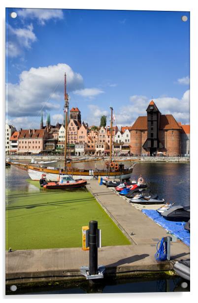 Marina and Old Town of Gdansk Skyline Acrylic by Artur Bogacki