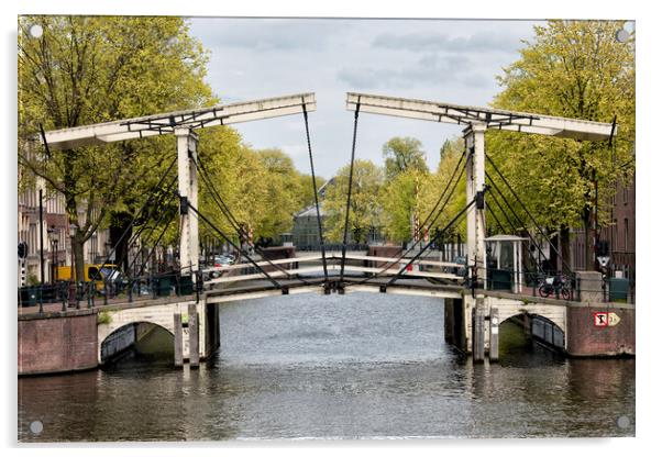 Drawbridge in Amsterdam Acrylic by Artur Bogacki