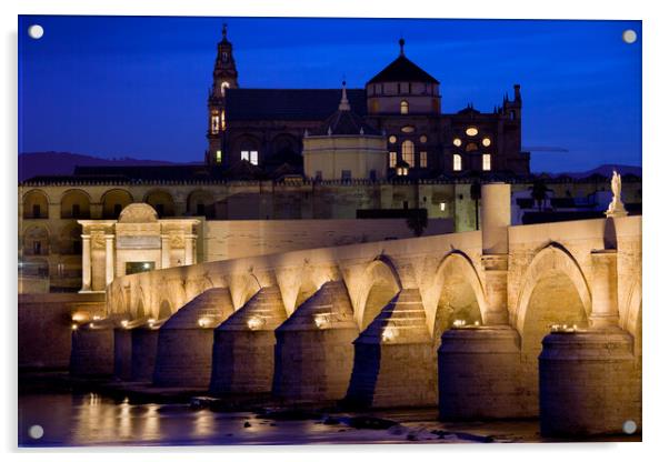 Roman Bridge and Mezquita in Cordoba at Dawn Acrylic by Artur Bogacki