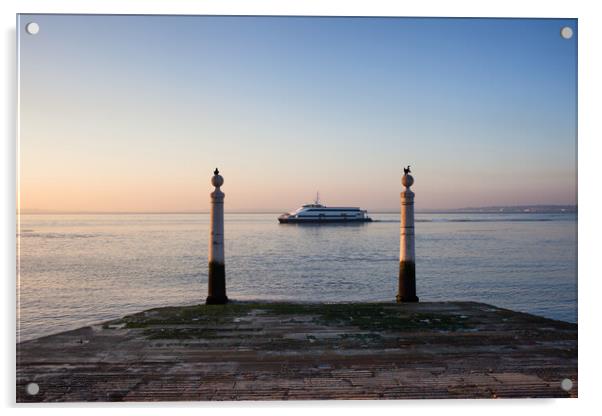 Columns Pier and Tagus River at Sunrise in Lisbon Acrylic by Artur Bogacki
