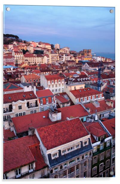 City of Lisbon at Twilight Acrylic by Artur Bogacki