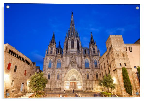 Barcelona Cathedral at Night Acrylic by Artur Bogacki