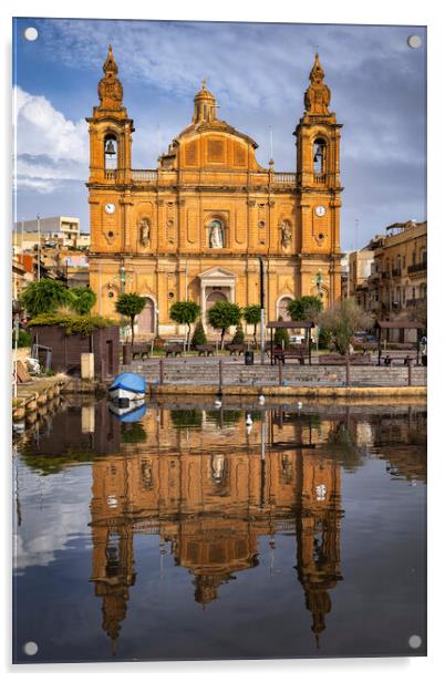 Parish Church of St Joseph in Msida, Malta Acrylic by Artur Bogacki