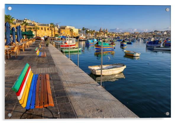 Marsaxlokk Fishing Village in Malta Acrylic by Artur Bogacki