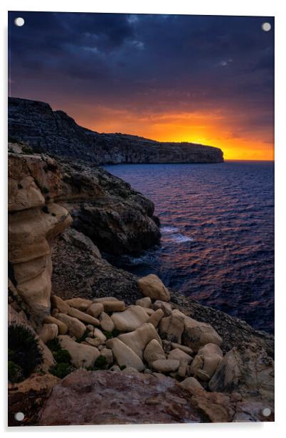 Malta Island At Sunrise Acrylic by Artur Bogacki