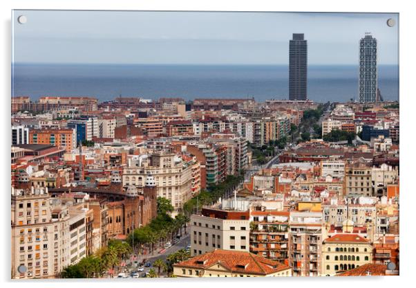 City of Barcelona Cityscape Acrylic by Artur Bogacki