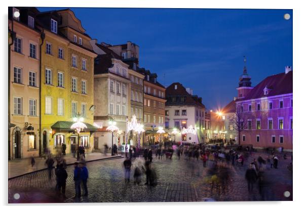 Old Town in Warsaw at Night Acrylic by Artur Bogacki