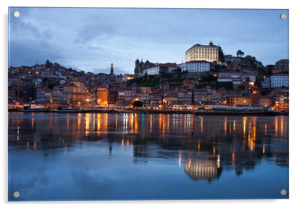 City of Porto Skyline at Dusk in Portugal Acrylic by Artur Bogacki